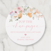 Millie Floral Pop the Champagne Bruidsfeest Bedankjes Labels (Voorkant)