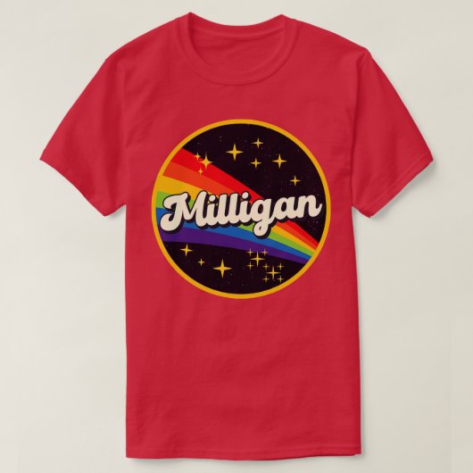 Milligan regenboog in ruimte stijl t-shirt (Design voorkant)