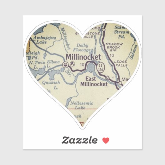Millinocket Maine  Map Sticker (Vel)