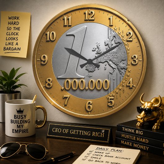Million Euro Coin Wall Clock Design, Funny Wealth Grote Klok