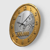 Million Euro Coin Wall Clock Design, Funny Wealth Grote Klok (Hoek)