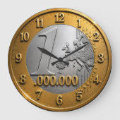 Million Euro Coin Wall Clock Design, Funny Wealth Grote Klok (Voorkant)