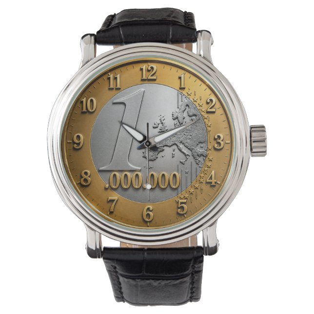 Million Euro Coin Wall Clock Design, Funny Wealth  Horloge (Voorkant)