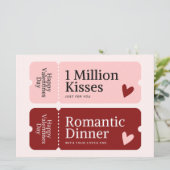 Million Kisses en Dinner Valentijnsdag Kaart (Staand voorkant)