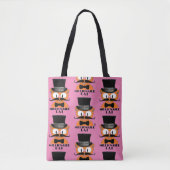 MILLIONAIRE CAT-Cartoon Mustache Cat Cute Pink Tote Bag (Voorkant)