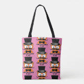 MILLIONAIRE CAT-Cartoon Mustache Cat Cute Pink Tote Bag (Achterkant)