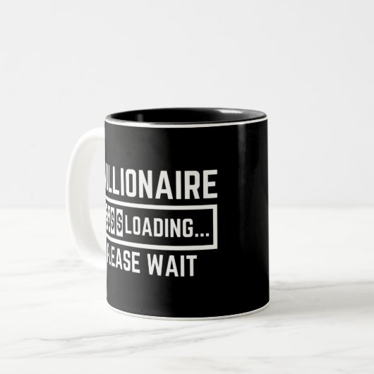 Millionaire Loading Please Wait Tweekleurige Koffiemok (Voorkant links)
