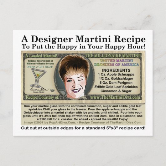 Millionaire Martini Joke Recept Briefkaart (Voorkant)