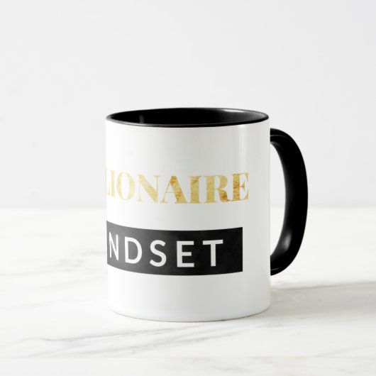 Millionaire Mindset Black & Gold Lettering Mok (Voorkant rechts)