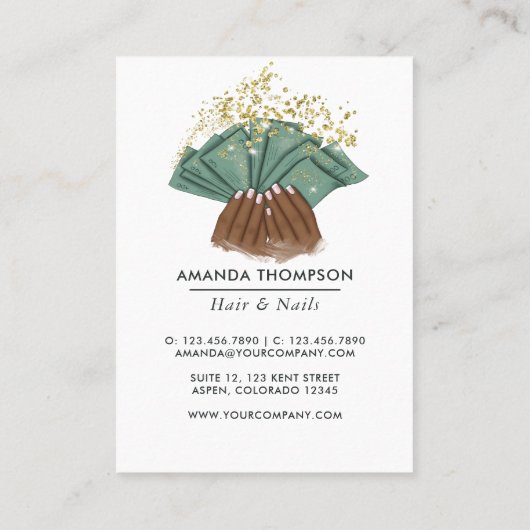 Millionaire Mindset Hair en Nails Beauty Salon Visitekaartje (Achterkant)