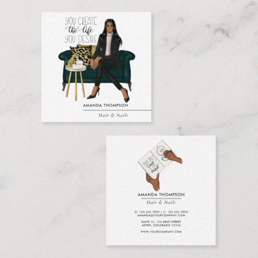 Millionaire Mindset Interior Designer Vierkante Visitekaartje (Voorkant / Achterkant)