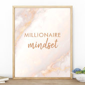 Millionaire Mindset Peach Gold Marble Quote Poster