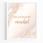 Millionaire Mindset Peach Gold Marble Quote Poster