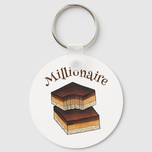 Millionaire's Shortbread Caramel Squares Slice Sleutelhanger (Voorkant)