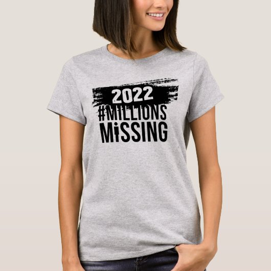 #MillionMissing 2022 logo in zwart T-shirt (Voorkant)