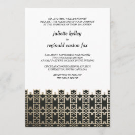 Mills House Charleston Black en Gold Invitation Kaart