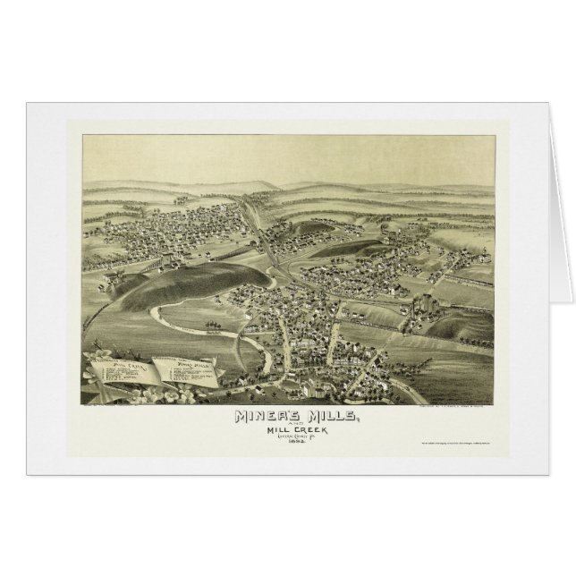 Mills, PA Panorama - 1892 (Voorkant Horizontaal)
