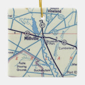 Millville NJ 50's Map Keramisch Ornament (Voorkant)