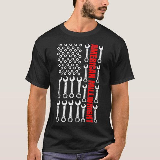 Millwright Design Patriotic US American Flag Gift  T-shirt (Voorkant)