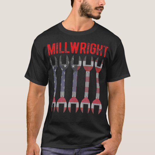 Millwright Tools Patriotic American Flag Millwrigh T-shirt (Voorkant)
