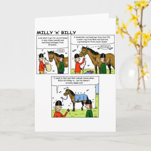 Milly en Billy 'verjaardagskaart' Kaart (Gele Bloem)