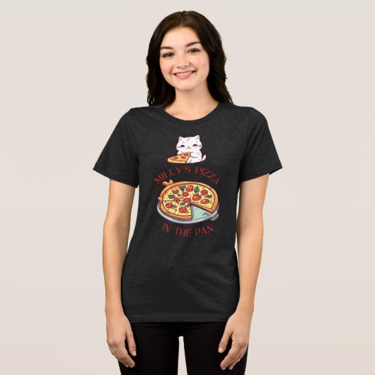 Milly's pizza in de pan Tri-Blend shirt (Voorkant volledig)