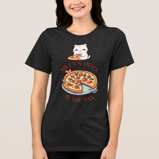 Milly's pizza in de pan Tri-Blend shirt (Voorkant)