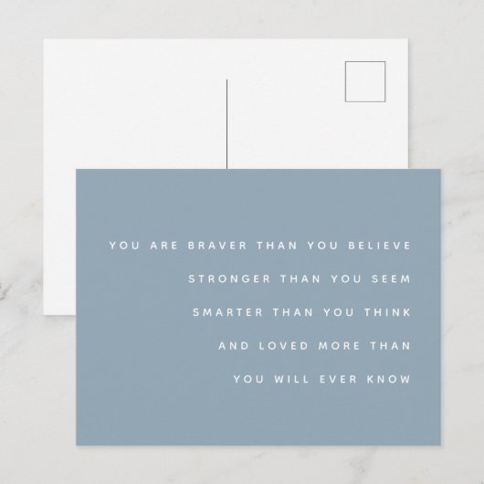 Milne Quote | Braver Stronger Loved Blue Briefkaart (Voorkant / Achterkant)