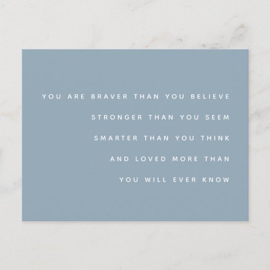 Milne Quote | Braver Stronger Loved Blue Briefkaart (Voorkant)