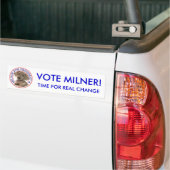 Milner, TIJD VOOR ECHTE VERANDERING, STEMMING MILN Bumpersticker (Op Truck)
