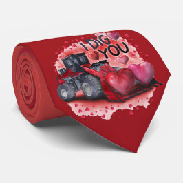 Milo Dale I Dig You Bulldozer Red Necktie Stropdas