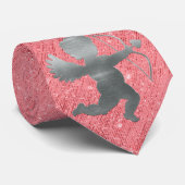 Milo Dale Pink op roze Silver Cupid Mannen Necktie Stropdas (Opgerold)