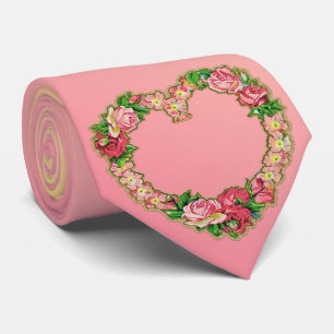 Milo Dale Pink & Yellow Flower Heart Mannen Neckti Stropdas