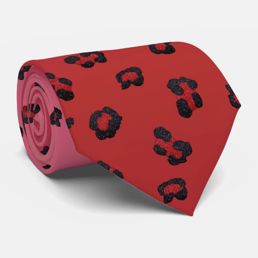 Milo Dale Red en Black Leppard Pink Necktie Stropdas (Opgerold)
