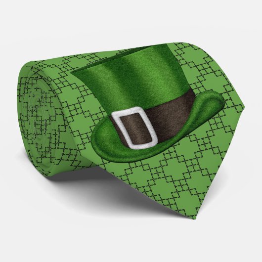 Milo Dale St. Patrick's Black on Green heren strop Stropdas (Opgerold)