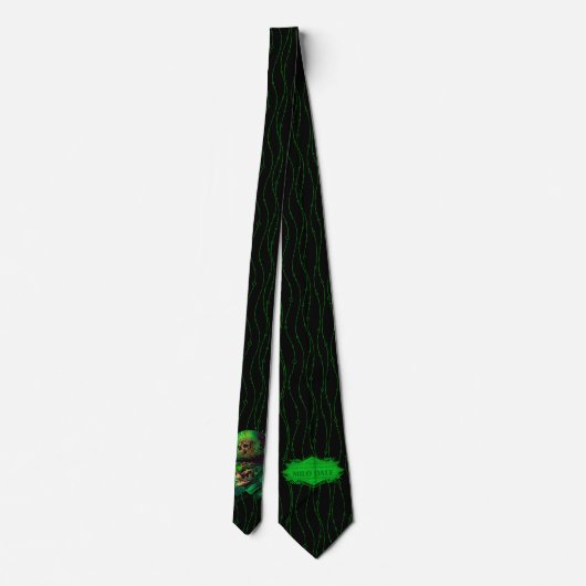 Milo Dale St Patrick's Skeleton Green Mannen Strop Stropdas (Achterkant)