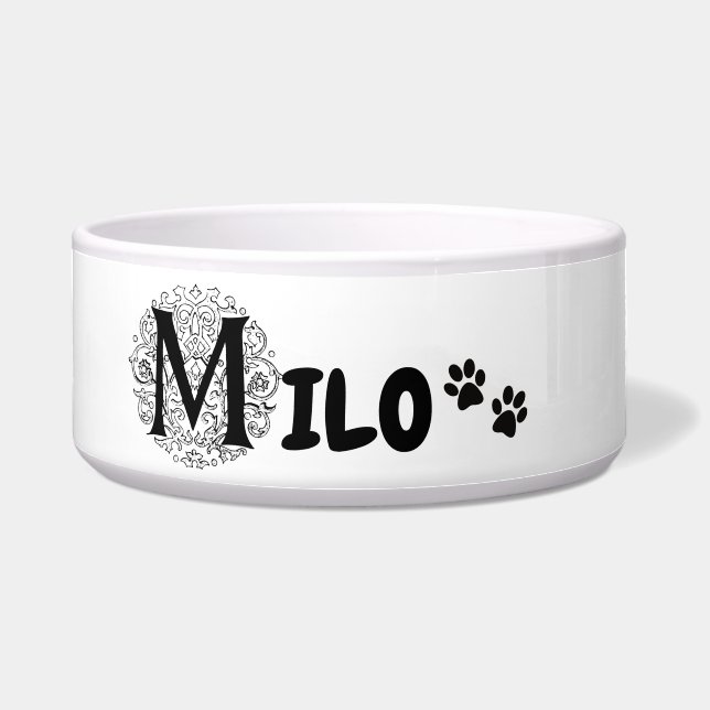 Milo - honden- en kattennaam bowl voerbakje (Voorkant)
