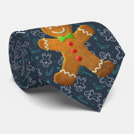 Milo Kerstmis Collectie Blue Gingerbrood Man Stropdas