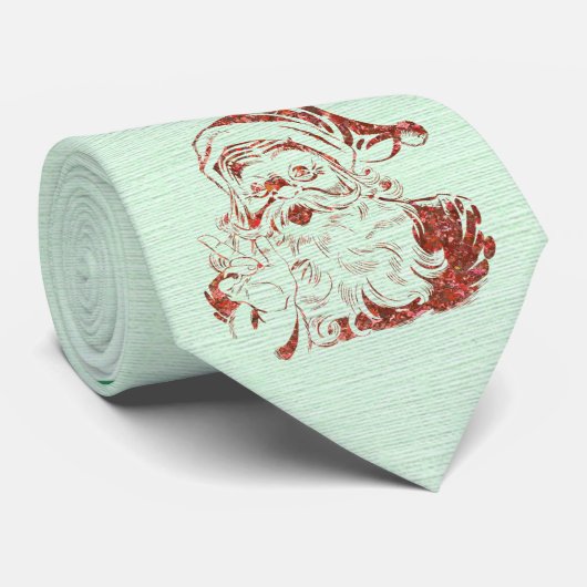 Milo Kerstmis Collectie Ho Ho Santa Green Stropdas (Opgerold)