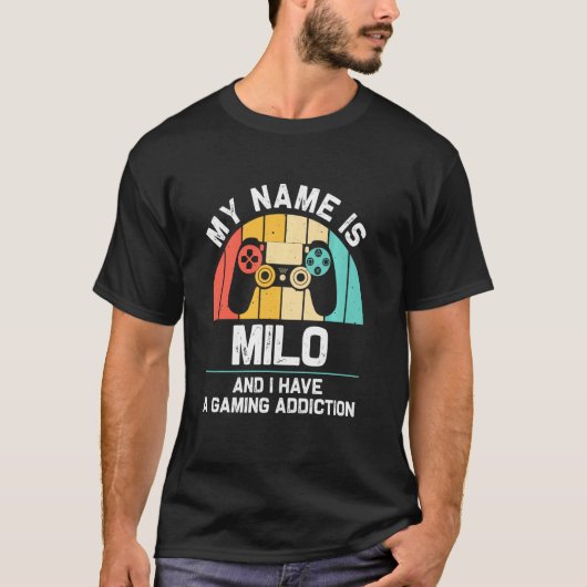 Milo Name Personalized Funny Gaming Geek Birthday T-shirt (Voorkant)