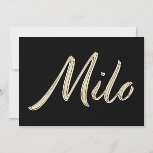 Milo Name white gold Handwriting Karte Kaart (Voorkant)