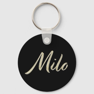 Milo Name whitegold Button Schlüsselanhänger Sleutelhanger