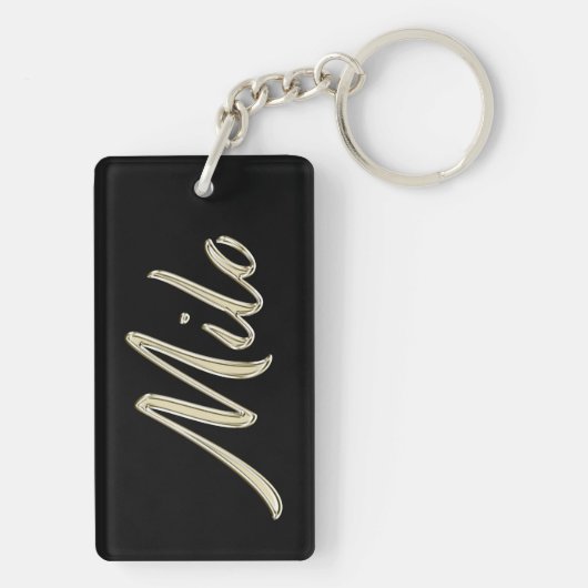 Milo Name whitegold Schlüsselanhänger Anhänger Sleutelhanger (achterkant)