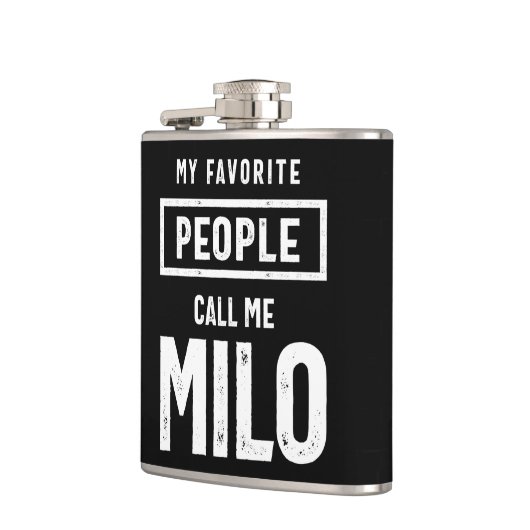 Milo Persoonlijke naam Birthday Gift Heupfles (Links)
