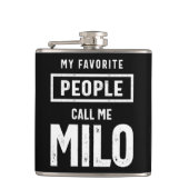 Milo Persoonlijke naam Birthday Gift Heupfles (Voorkant)