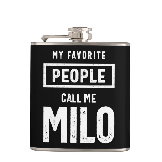 Milo Persoonlijke naam Birthday Gift Heupfles (Voorkant)