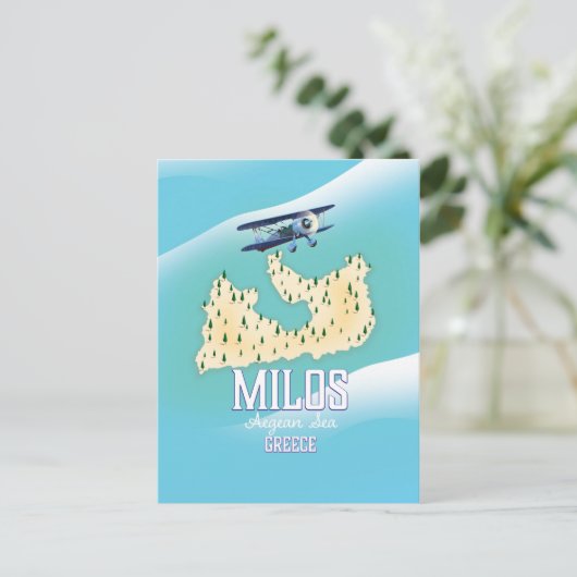 Milos, de Grieks-eilandkaart-reisposterkunst. Briefkaart (Staand voorkant)