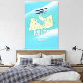 Milos, de Grieks-eilandkaart-reisposterkunst. Canvas Afdruk (Insitu (Slaapkamer))
