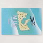 Milos, de Grieks-eilandkaart-reisposterkunst. Legpuzzel (Horizontaal)