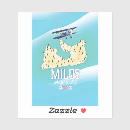 Milos, de Grieks-eilandkaart-reisposterkunst. Sticker (Vel)